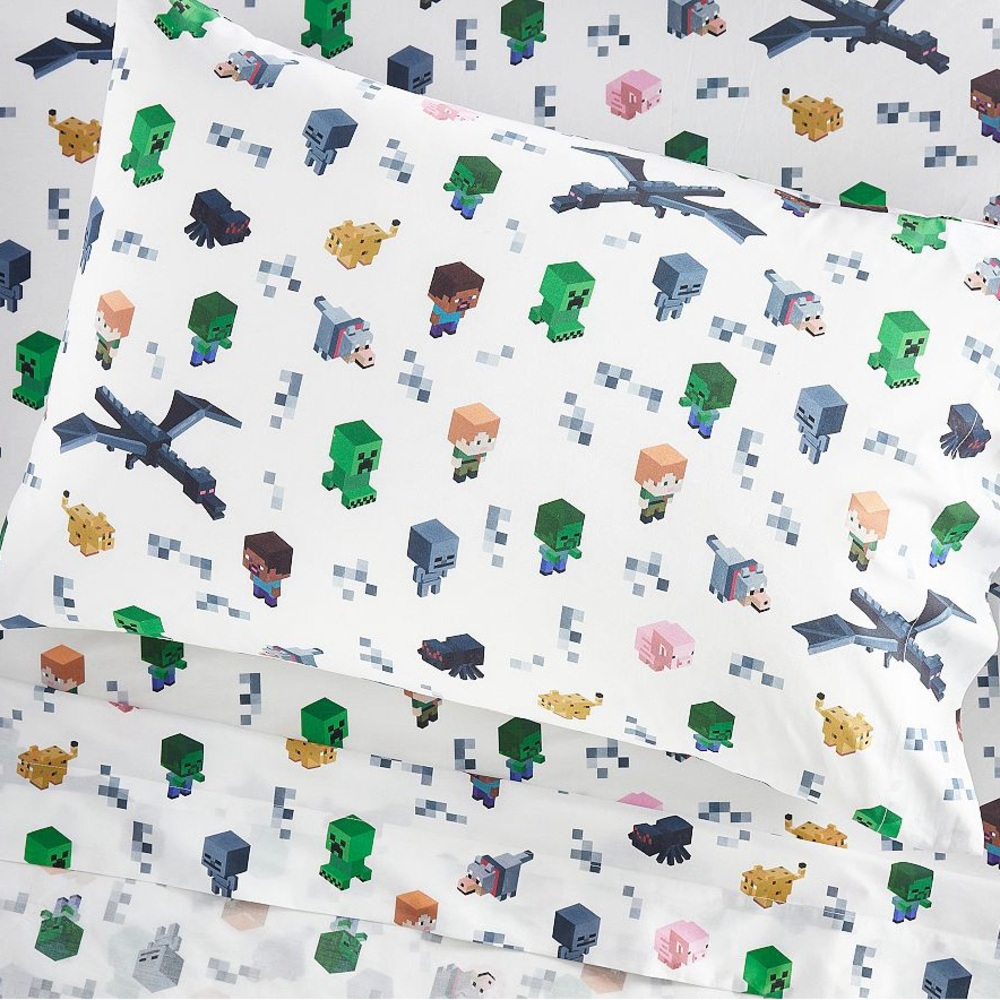 Pottery Barn Minecraft Themed Pillowcase and Sheet Set